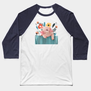 Cute Baby Animals - Piglet Baseball T-Shirt